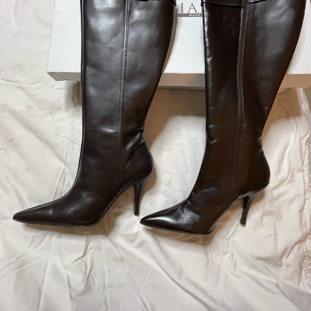 Brand New Lumiani Elegant Dark Brown Knee-High Women's Boots - Italy